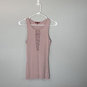 Red Haute Mauve Lace-Up Tank Top